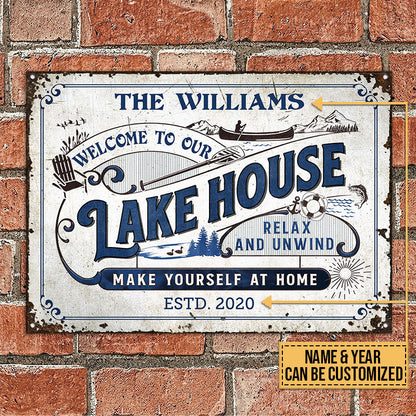 Lake House Make Yourself At Home Relax Custom Classic Metal Signs