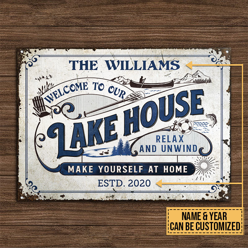 Lake House Make Yourself At Home Relax Custom Classic Metal Signs