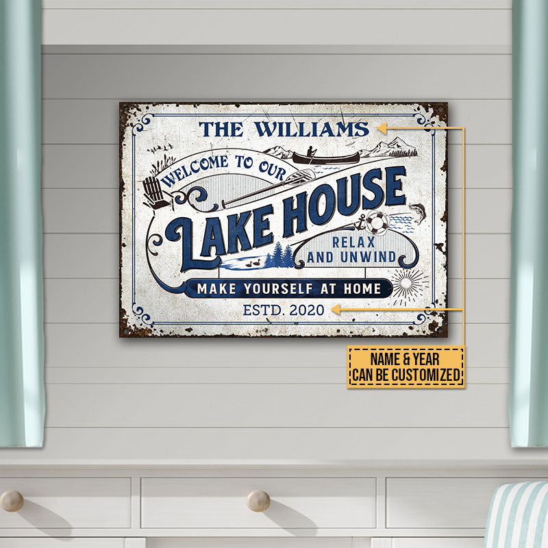 Lake House Make Yourself At Home Relax Custom Classic Metal Signs