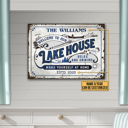 Lake House Make Yourself At Home Relax Custom Classic Metal Signs