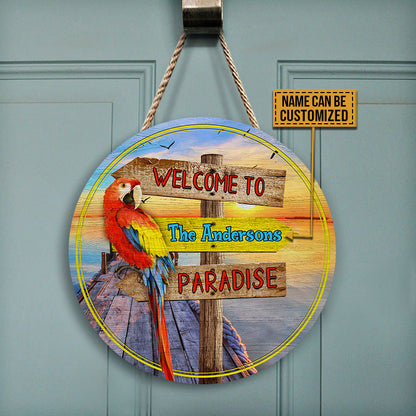 Lake House Paradise Custom Wood Circle Sign