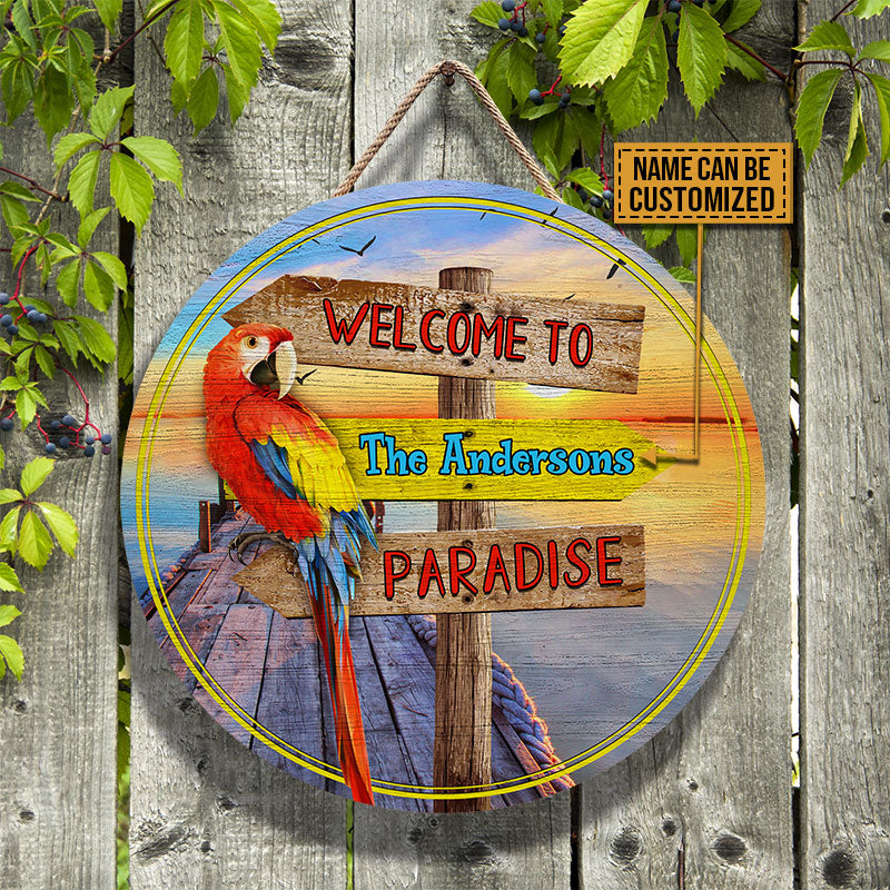 Lake House Paradise Custom Wood Circle Sign