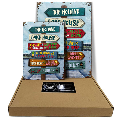 Lake House Proudly Serving Whatever You Bring - Personalized Custom Classic Metal Signs