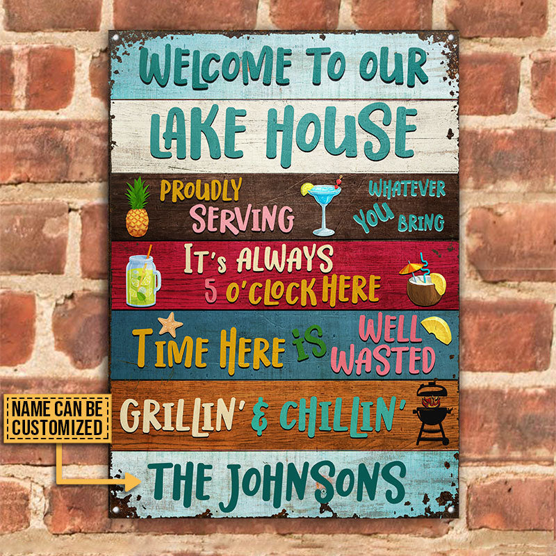 Lake House Proudly Serving Whatever Custom Classic Metal Signs