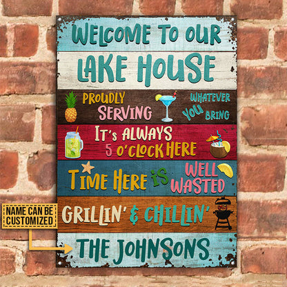 Lake House Proudly Serving Whatever Custom Classic Metal Signs