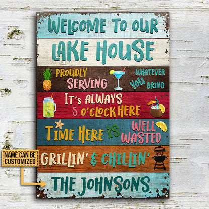 Lake House Proudly Serving Whatever Custom Classic Metal Signs