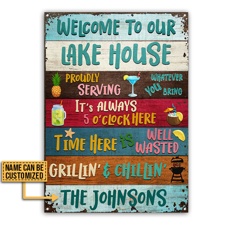 Lake House Proudly Serving Whatever Custom Classic Metal Signs