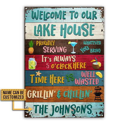 Lake House Proudly Serving Whatever Custom Classic Metal Signs