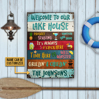Lake House Proudly Serving Whatever Custom Classic Metal Signs