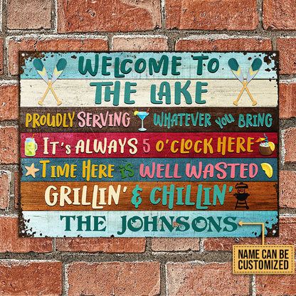 Lake House Time Here Is Well Wasted Custom Classic Metal Signs
