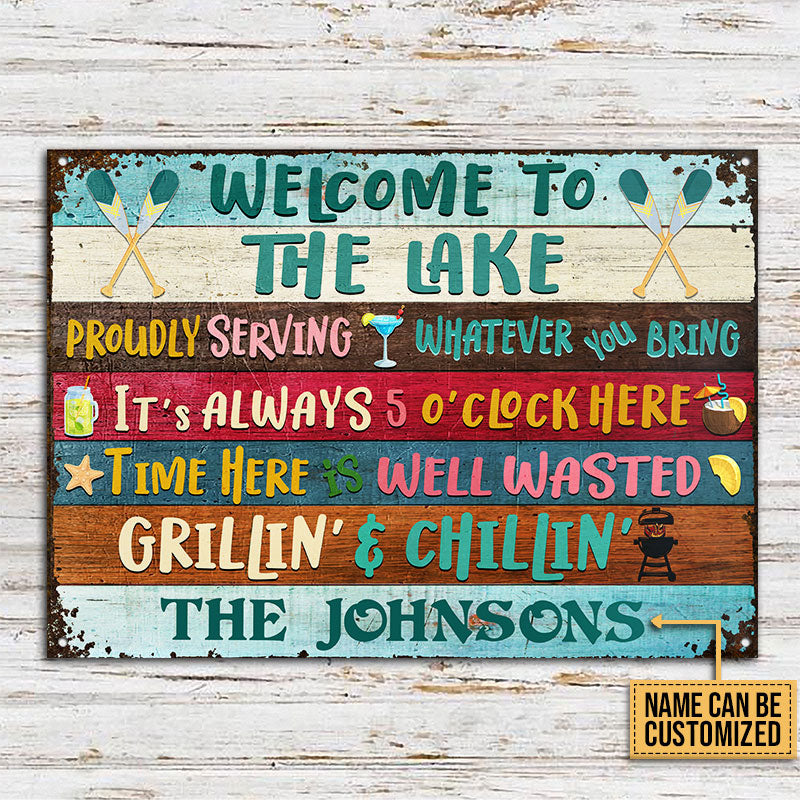 Lake House Time Here Is Well Wasted Custom Classic Metal Signs