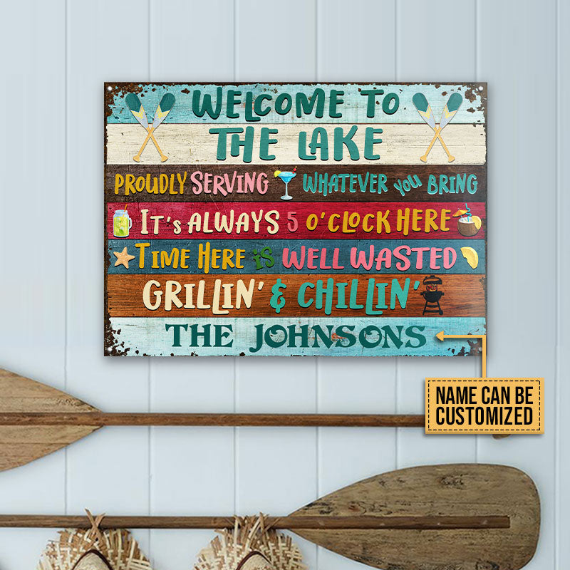 Lake House Time Here Is Well Wasted Custom Classic Metal Signs