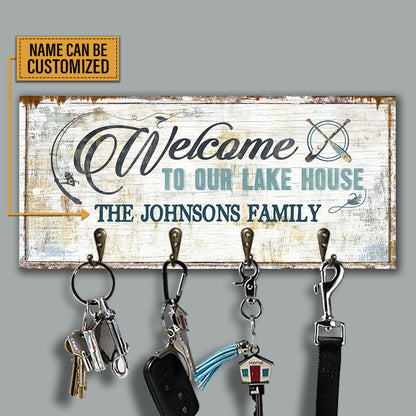 Lake House Welcome To Our Lake House Personalized Custom Wood Key Holder