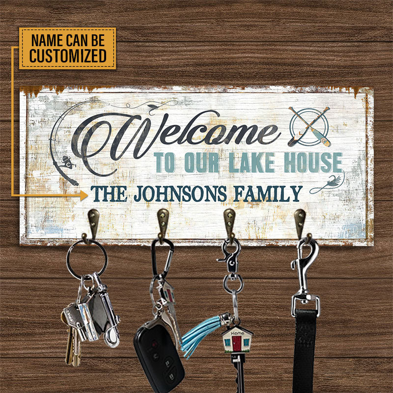 Lake House Welcome To Our Lake House Personalized Custom Wood Key Holder