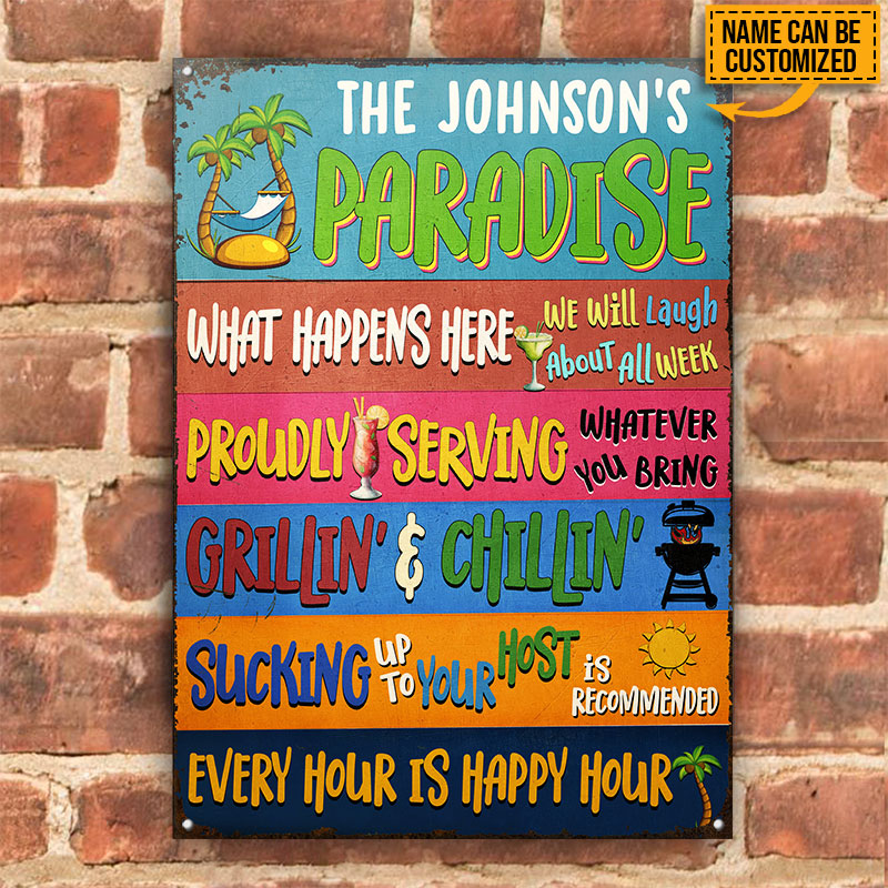 Lake Pool Beach House Tropical Paradise Custom Classic Metal Signs