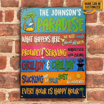 Lake Pool Beach House Tropical Paradise Custom Classic Metal Signs