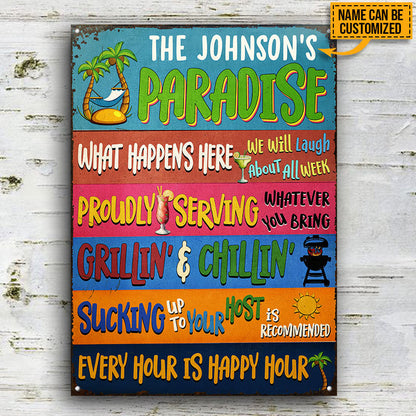 Lake Pool Beach House Tropical Paradise Custom Classic Metal Signs