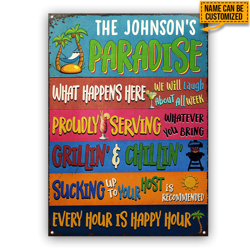 Lake Pool Beach House Tropical Paradise Custom Classic Metal Signs