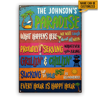 Lake Pool Beach House Tropical Paradise Custom Classic Metal Signs