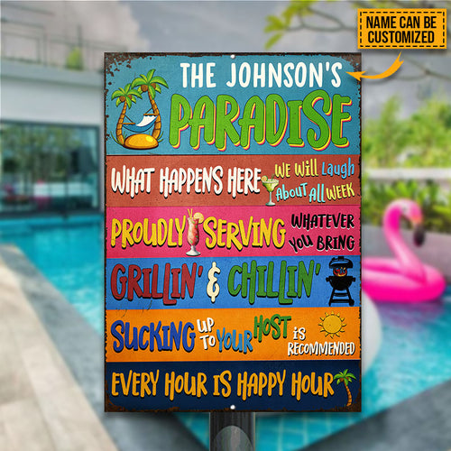 Lake Pool Beach House Tropical Paradise Custom Classic Metal Signs
