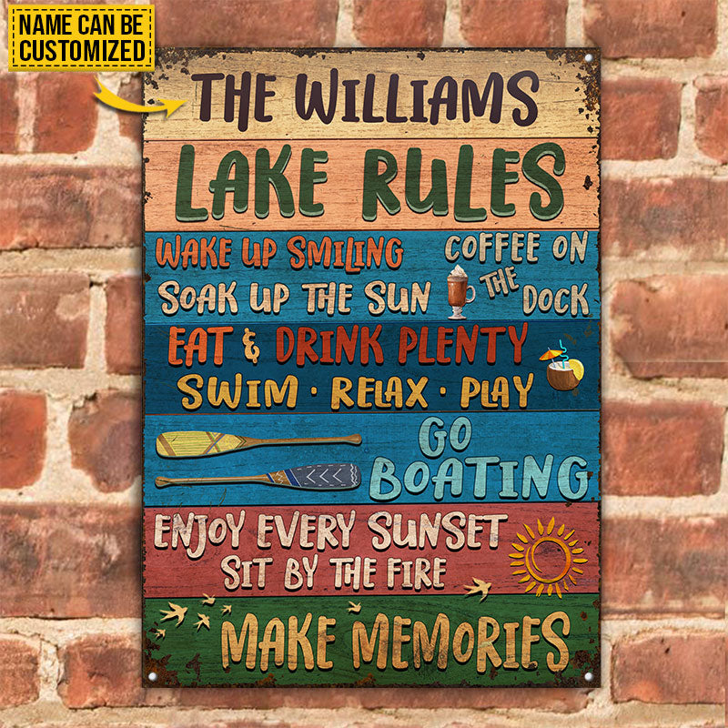 Lake Rules Wake Up Custom Classic Metal Signs
