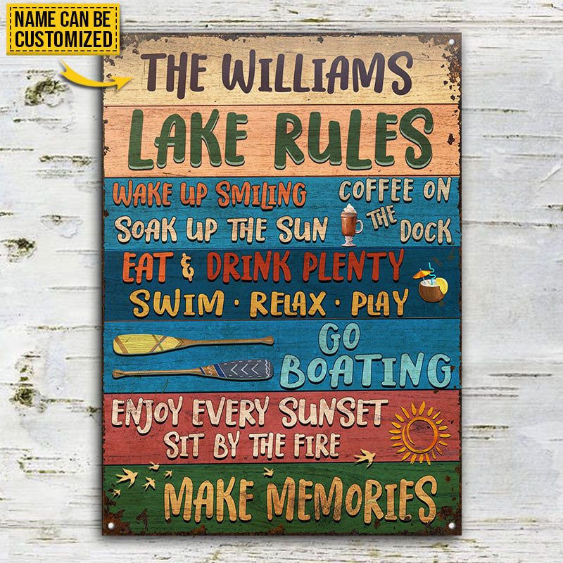 Lake Rules Wake Up Custom Classic Metal Signs