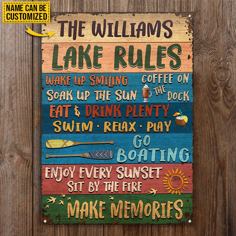 Lake Rules Wake Up Custom Classic Metal Signs