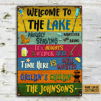 Lake Welcome Proudly Serving Custom Classic Metal Signs, Lake Decor, Lake Gifts
