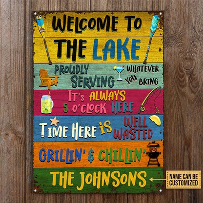 Lake Welcome Proudly Serving Custom Classic Metal Signs, Lake Decor, Lake Gifts