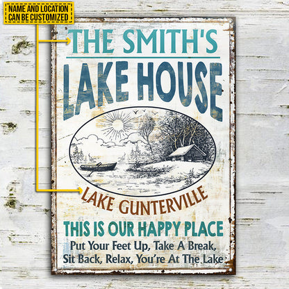 Lake House This Is Our Happy Place Custom Classic Metal Signs