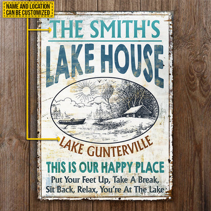 Lake House This Is Our Happy Place Custom Classic Metal Signs