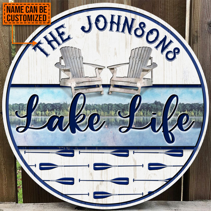 Lake Life Paddle Custom Wood Circle Sign