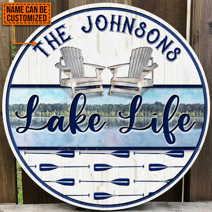Lake Life Paddle Custom Wood Circle Sign