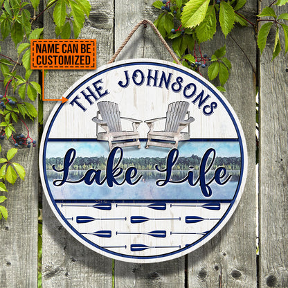 Lake Life Paddle Custom Wood Circle Sign