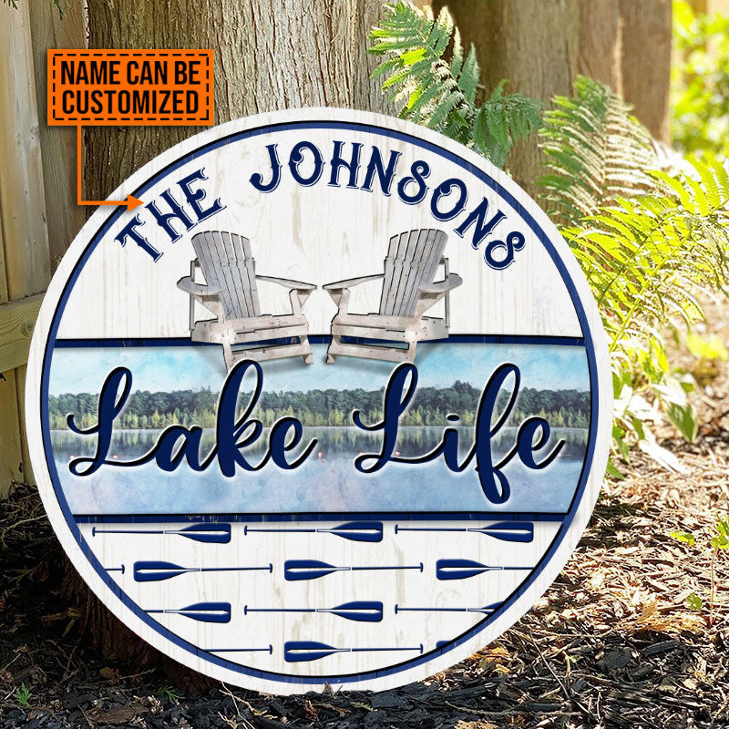 Lake Life Paddle Custom Wood Circle Sign
