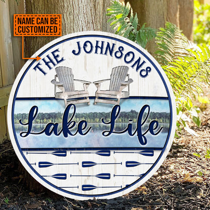 Lake Life Paddle Custom Wood Circle Sign