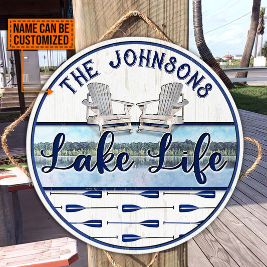 Lake Life Paddle Custom Wood Circle Sign