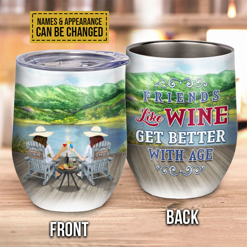 Lakes Bestie Friends Are Like Wine Custom Wine Tumbler, Bestie Gift Idea