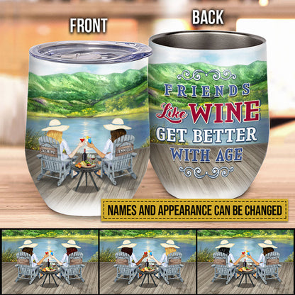 Lakes Bestie Friends Are Like Wine Custom Wine Tumbler, Bestie Gift Idea