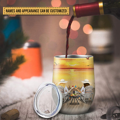 Lakes Bestie Yellow Sunset Choose For Ourselves Custom Wine Tumbler, Bestie Gift