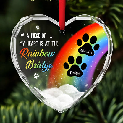 Piece Of Dog Mom Heart - Personalized Custom Glass Ornament