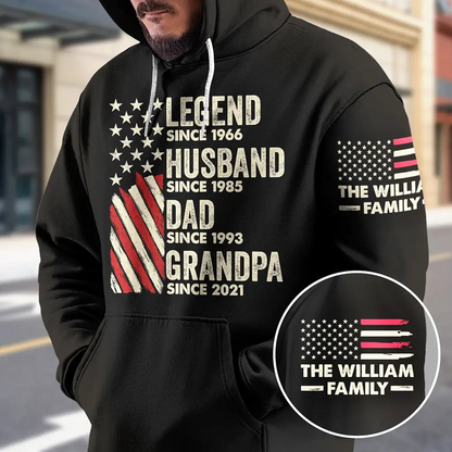 Legend Husband Dad Papa - Personalized Pullover Hoodie