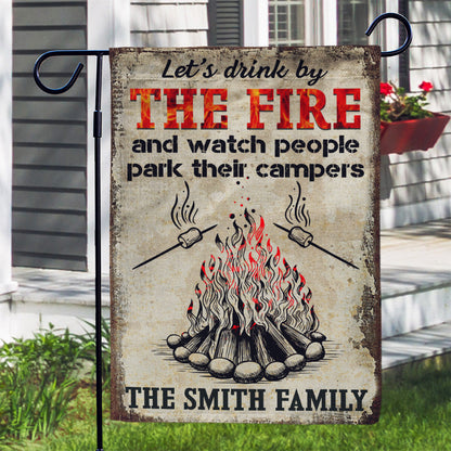Let's Drink And Watch People Camping - Personalized Custom Flag