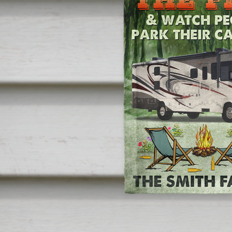 Let's Drink By The Fire Camping - Personalized Custom Flag