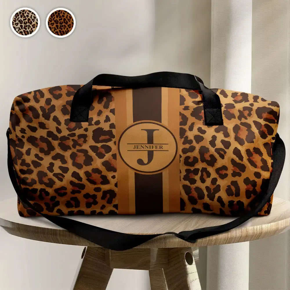 Letter Monogram Leopard Pattern - Personalized Duffle Bag Duffle Bag The Next Custom Gift