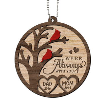 Cardinal Always With You Memorial Christmas Personalized 2-Layer Wooden Ornament, Christmas Keepsake, Sympathy Gift, Remembrance Gift