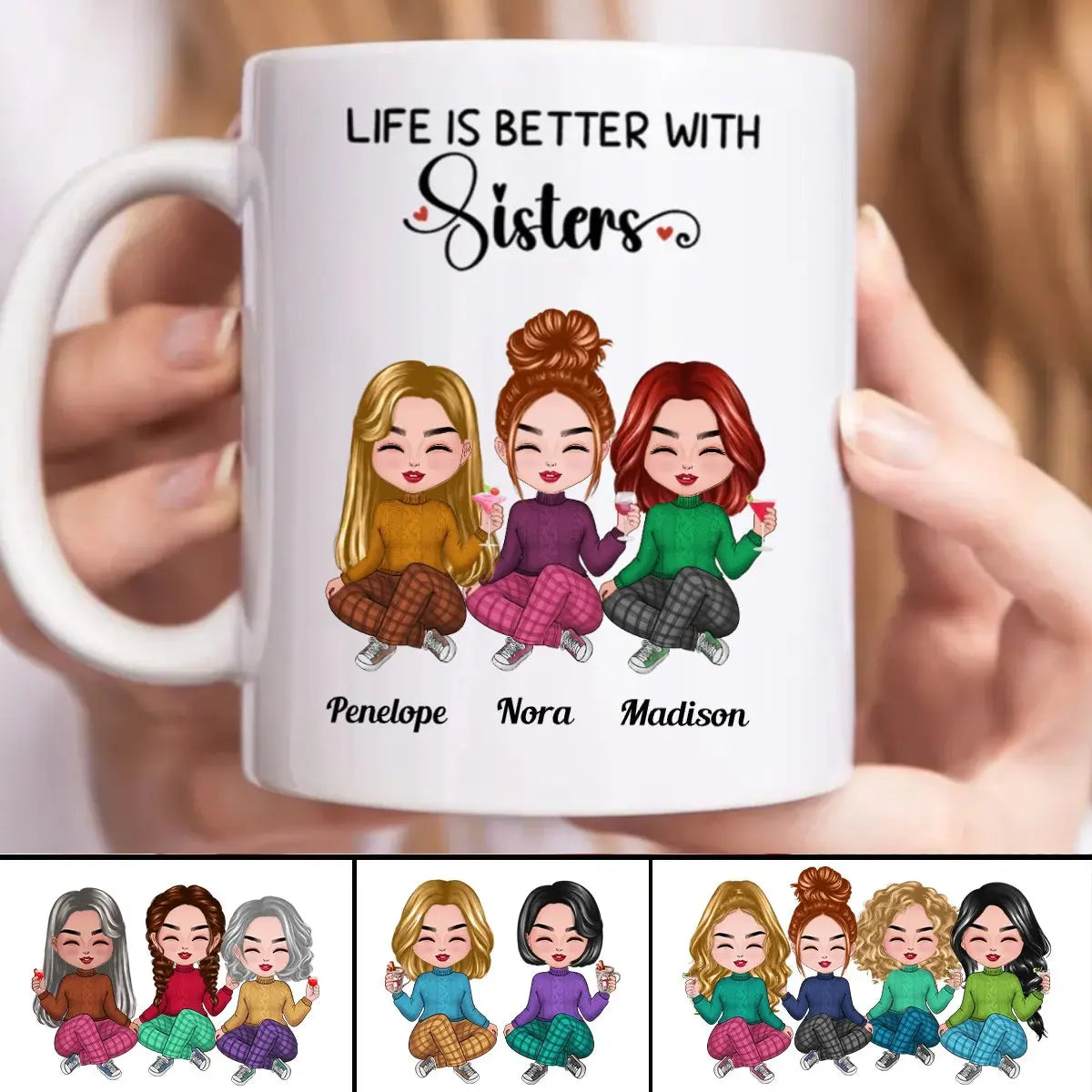 Life Is Better With Sisters - Personalized Mug mug The Next Custom Gift