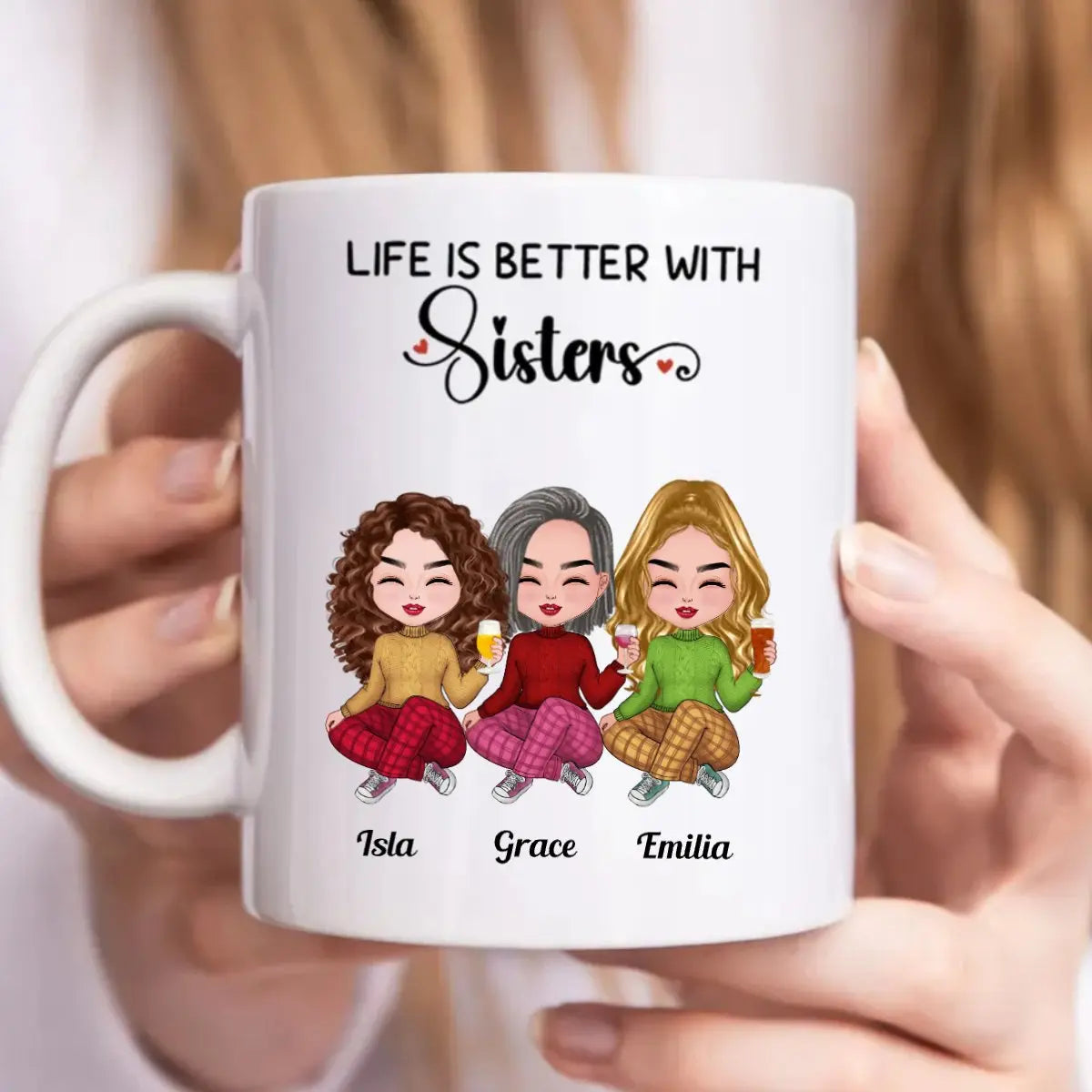 Life Is Better With Sisters - Personalized Mug mug The Next Custom Gift