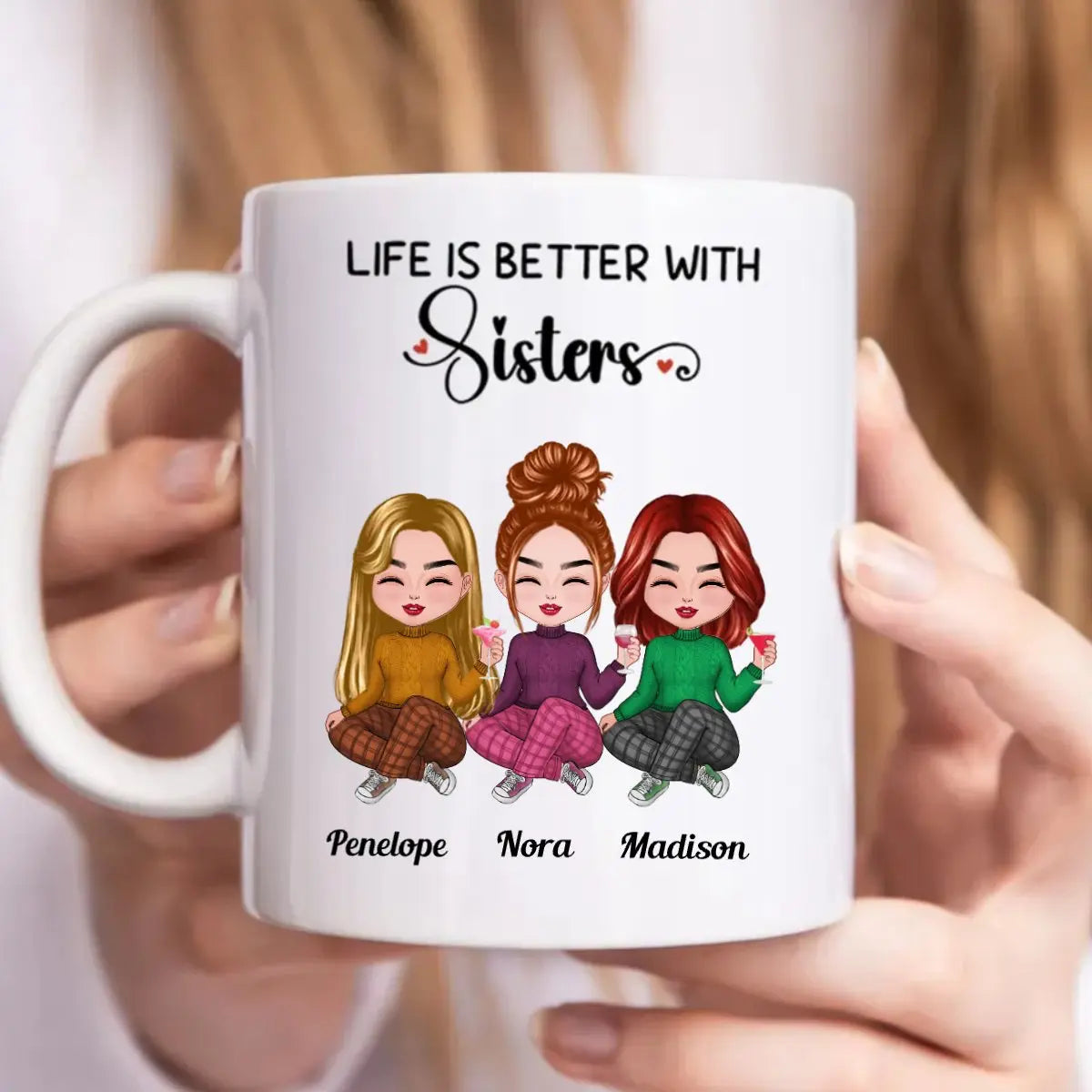 Life Is Better With Sisters - Personalized Mug mug The Next Custom Gift