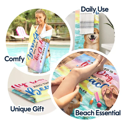 Life Is Better With Dogs 3D Effect - Personalized Beach Towel